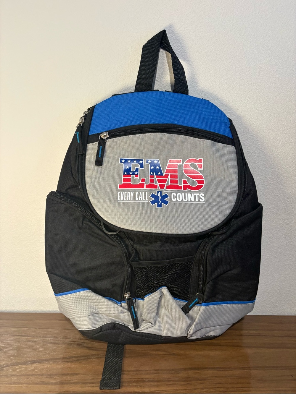 EMS Black Every Call Counts Backpack - Medium Sized, American Red White Blue